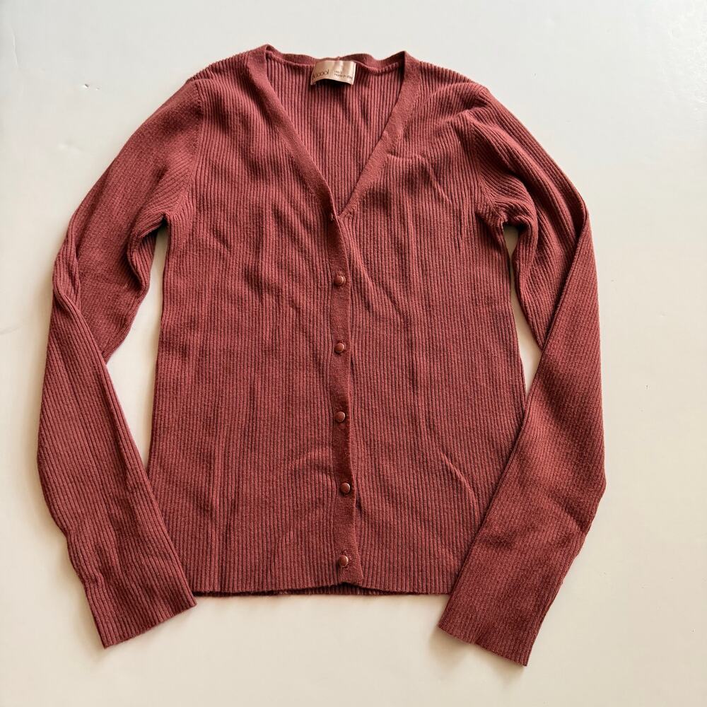 Be Cool Ribbed V-Neck Slim Fit Cardigan - Small
